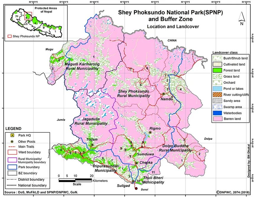 Shey Phoksundo National Park Map