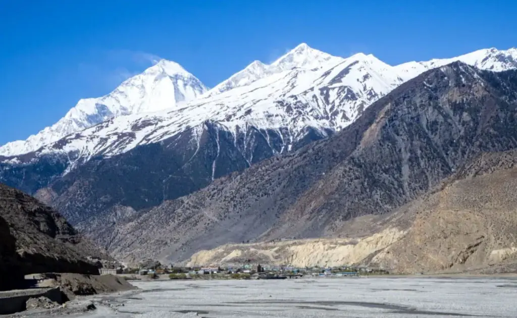 Scenic view of Jomsom with surrounding landscape